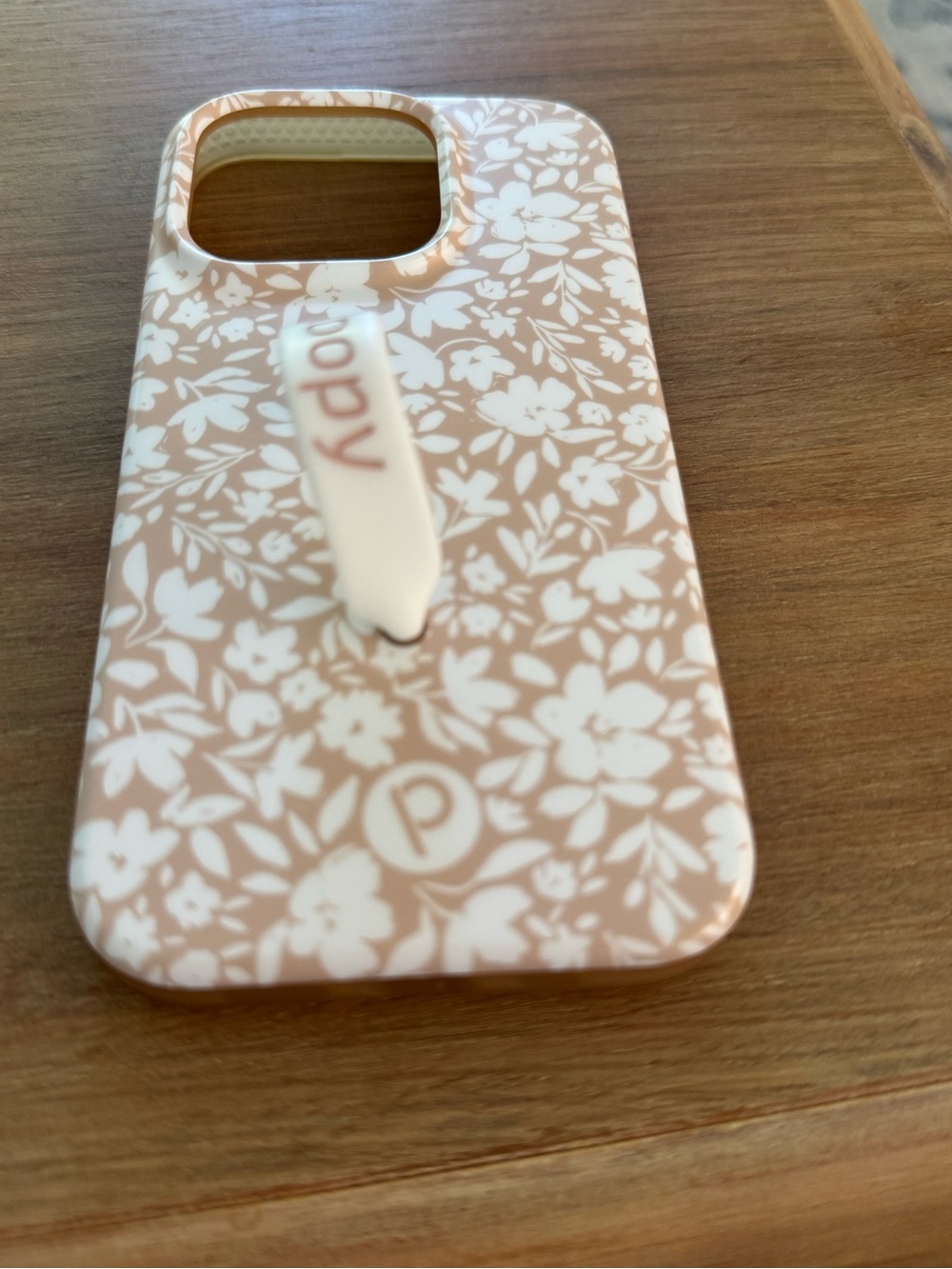 Loopy Case Peach Floral Phone Case with Built-In Loop Grip 15 pro